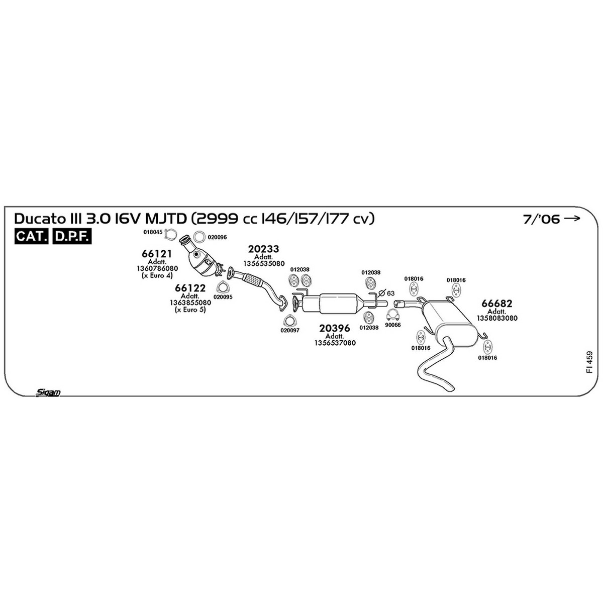 fi459 Accessori Fiat Ducato III 250-290 3.0 MJTD 2999 cc 146 / 157 / 177 cv 07/06 -> (018016) - immagine 1
