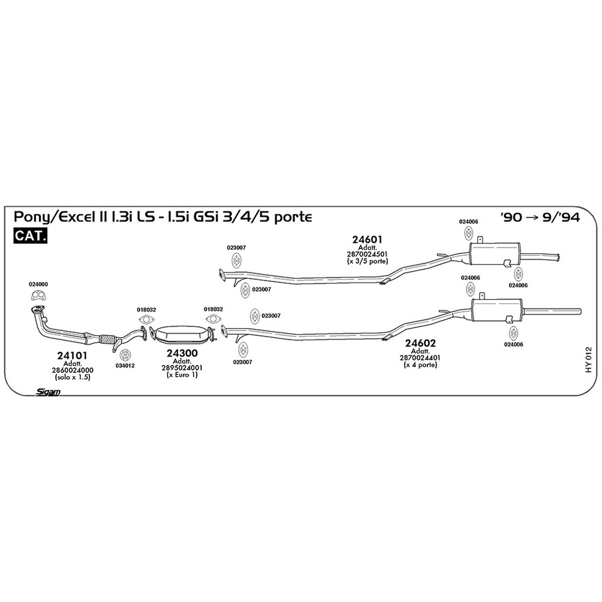 hy012 Marmitta posteriore Hyundai Excel I X-2 1.5i GSi 3 / 4 / 5 porte 1468 cc 72 / 84 cv Cat 1990 -> 09/94 (24601) - immagine 1