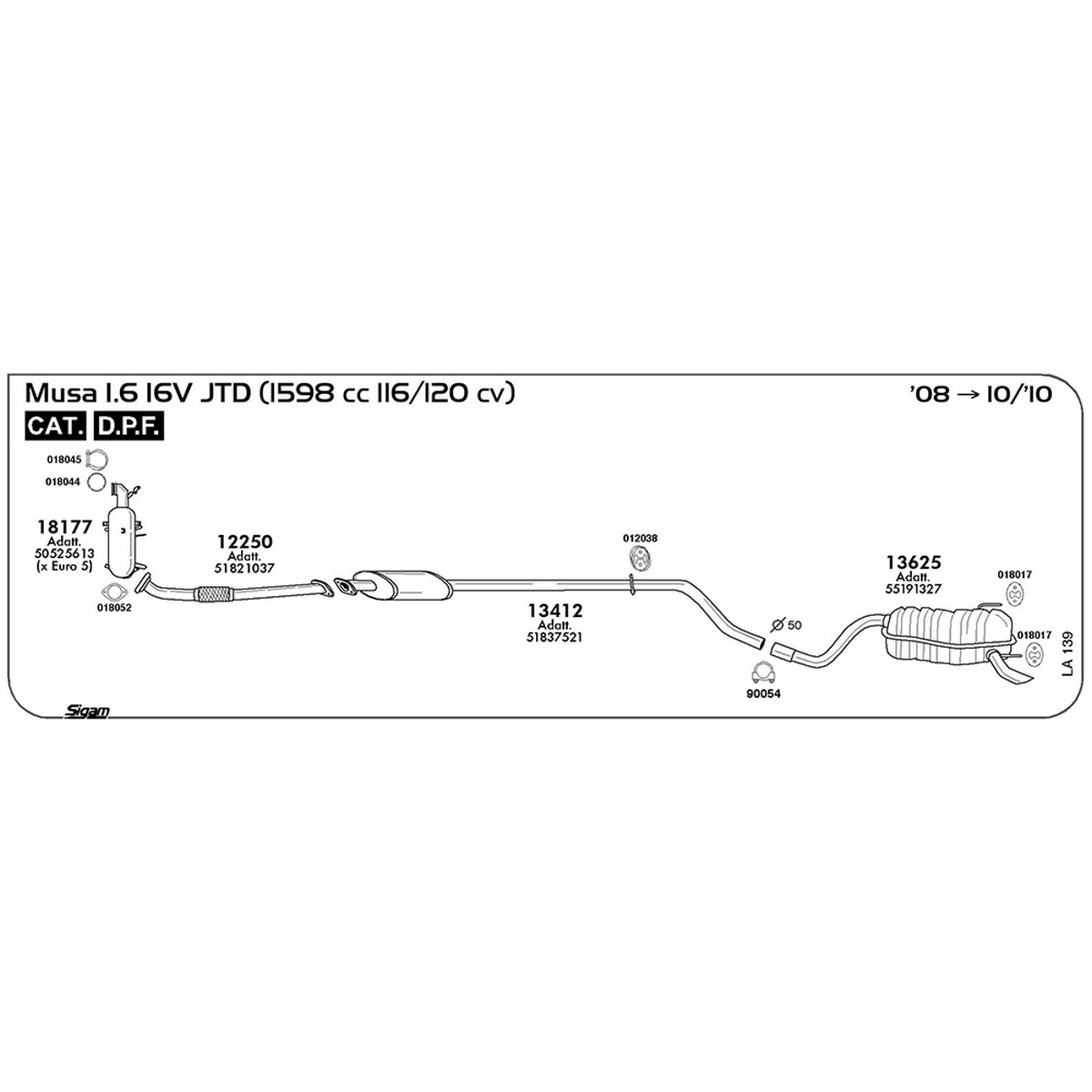 la139 Accessori Lancia Musa 1.6 16V JTD 1598 cc 116 / 120 cv Cat DPF 2008 -> 10/10 (018017) - immagine 1