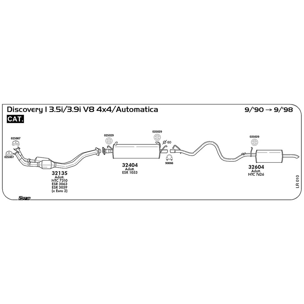 lr010 Marmitta centrale Land Rover Discovery I LJ LG 3.5i V8 4X4 3528 cc 163 cv 120 kw Cat 09/90 -> 10/92 (32404) - immagine 1