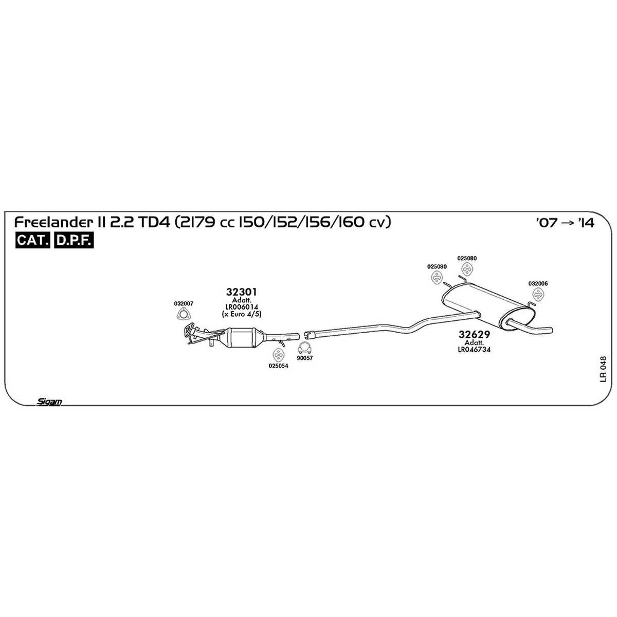 lr048 Marmitta posteriore Land Rover Freelander II L359 2.2 TD4 4X4 2179 cc 150 / 152 / 156 / 160 cv Cat DPF 2007 -> 2014 (32629) - immagine 1