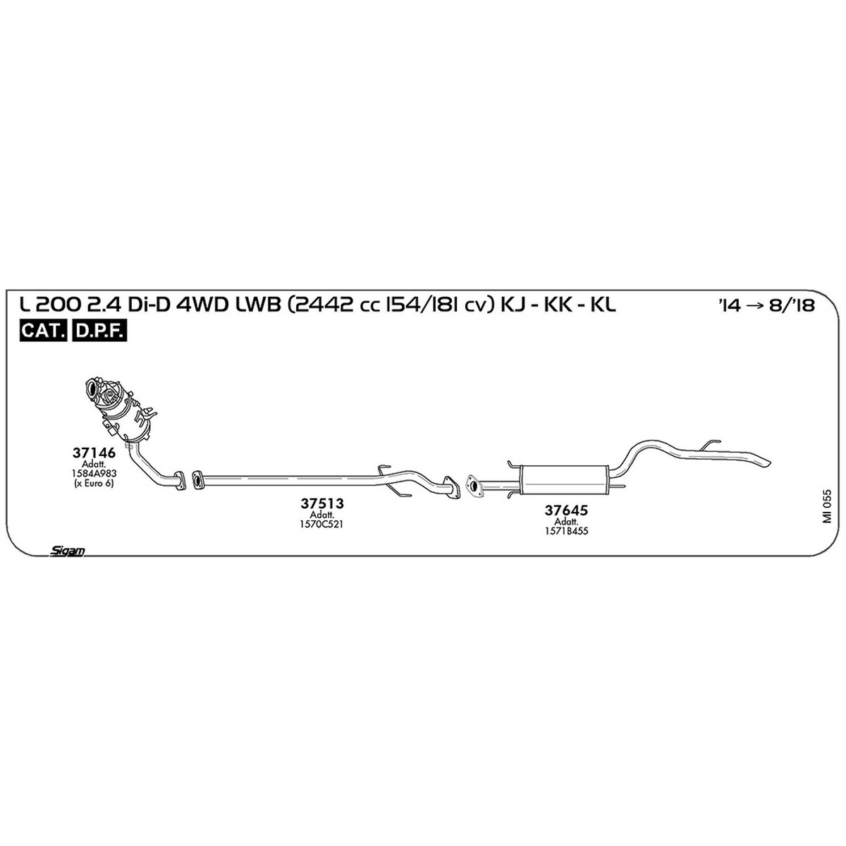 mi055 Marmitta posteriore Mitsubishi L200 KJ-KK-KL 2.4 Di D 4WD LWD 2442 cc 154 / 181 cv Cat DPF 2014 -> 08/18 (37645) - immagine 1