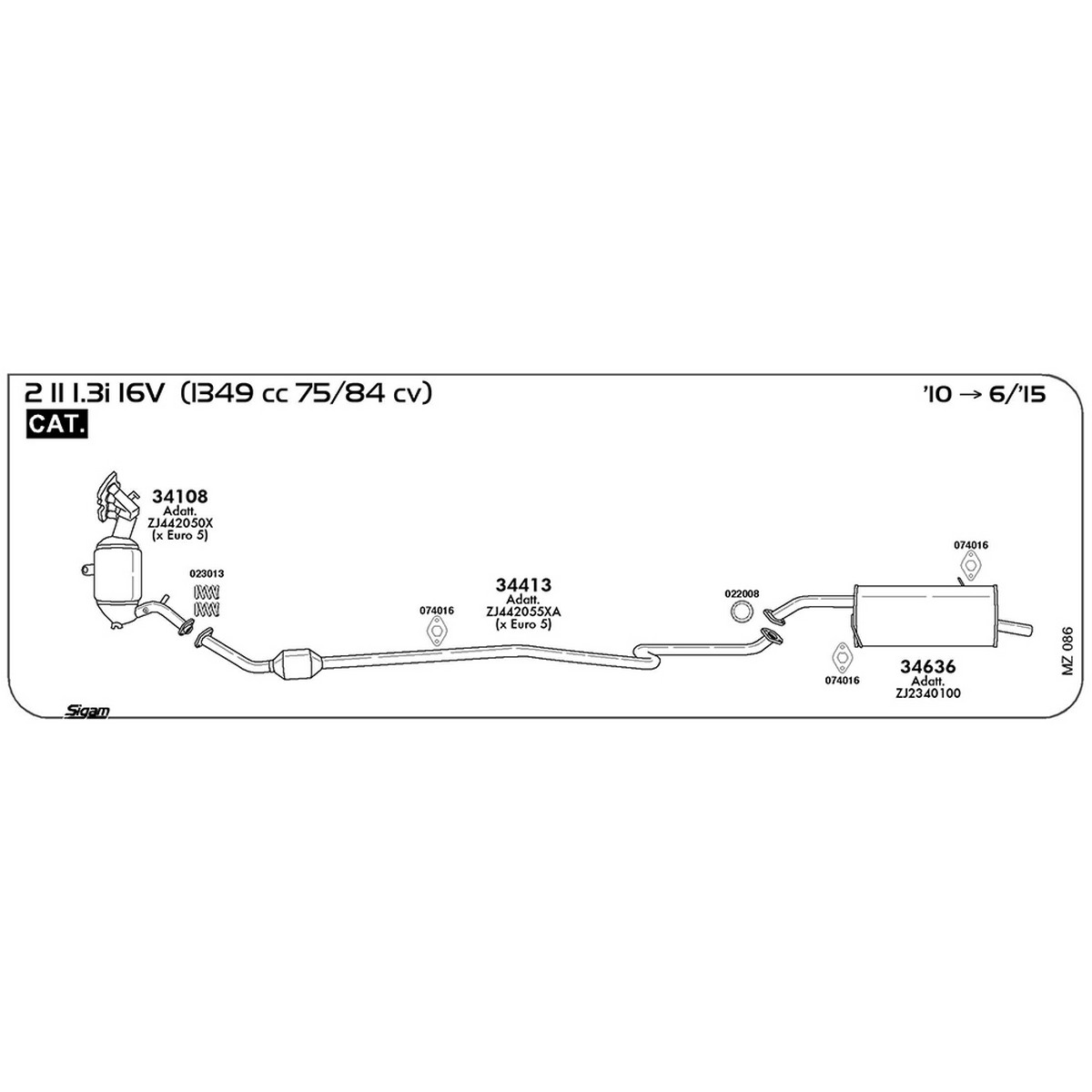 mz086 Accessori Mazda 2 II DY 1.3i 16V 1349 cc 75 / 84 cv Cat 2010 -> 06/15 (023013) - immagine 1