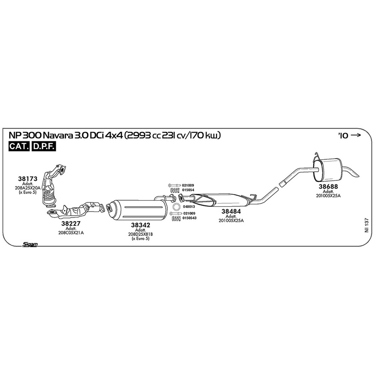 ni137 Accessori Nissan Navara NP 300 D40 3.0 DCi 4X4 2993 cc 231 cv 170 kw Cat DPF 2010 -> (021009) - immagine 1