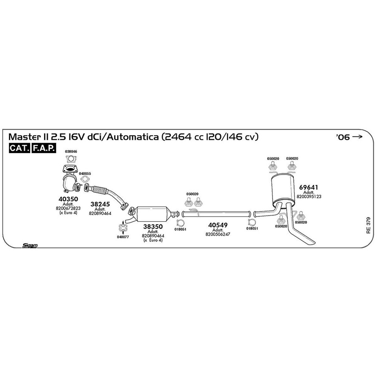 re379 FAP Renault Master II 2.5 16V dCi / Automatica 2464 cc 120 / 146 cv Cat FAP 2006 -> (38350) - immagine 1