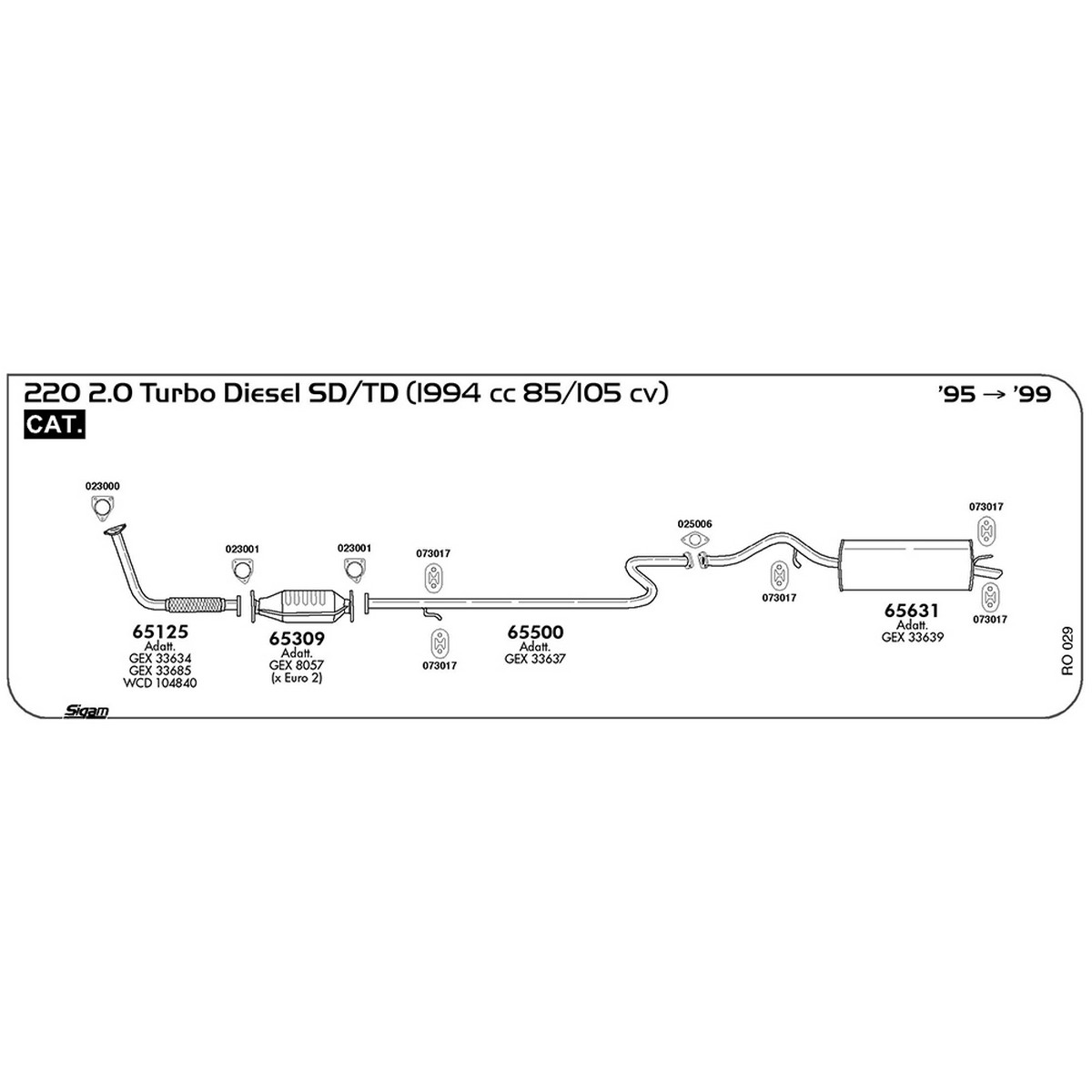 ro029 Tubo al collettore Rover 220 2.0 SD / TD Turbo Diesel 1994 cc 85 / 105 cv Cat 1995 -> 1999 (65125) - immagine 1