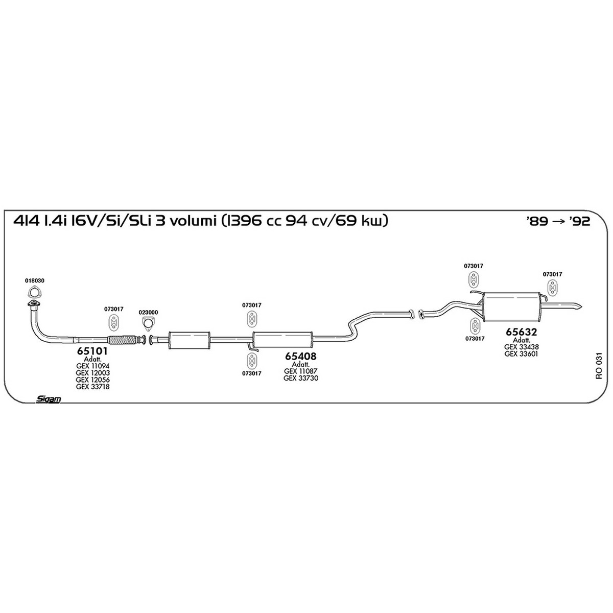 ro031 Tubo al collettore Rover 414 1.4i 16V Si / SLi 3 volumi 1396 cc 94 cv 69 kw 1989 -> 1992 (65101) - immagine 1