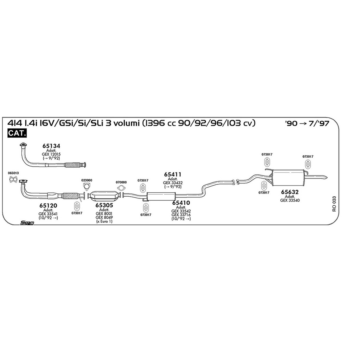 ro033 Tubo al collettore Rover 414 1.4i 16V / GSi / Si / SLi 3 volumi 1396 cc 90 / 92 / 96 /103 cv Cat 1990 -> 07/97 (65120) - immagine 1