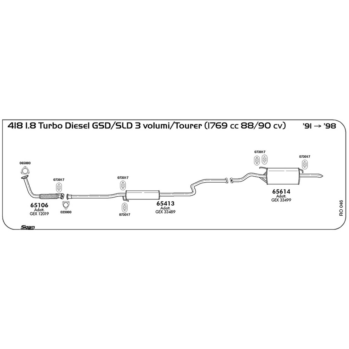ro046 Tubo al collettore Rover 418 1.8 Turbo Diesel GSD / SLD 3 volumi / Tourer 1769 cc 88 / 90 cv 1991 -> 1998 (65106) - immagine 1