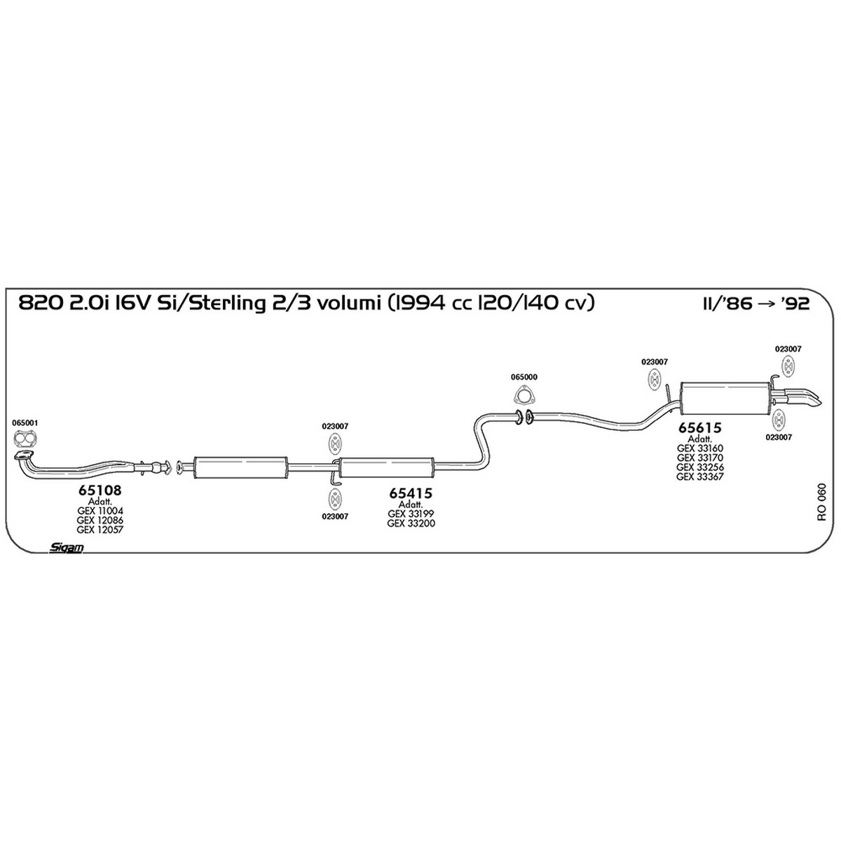 ro060 Tubo al collettore Rover 820 2.0i 16V Si / Sterling 2 / 3 volumi 1994 cc 120 / 140 cv 11/86 -> 1992 (65108) - immagine 1