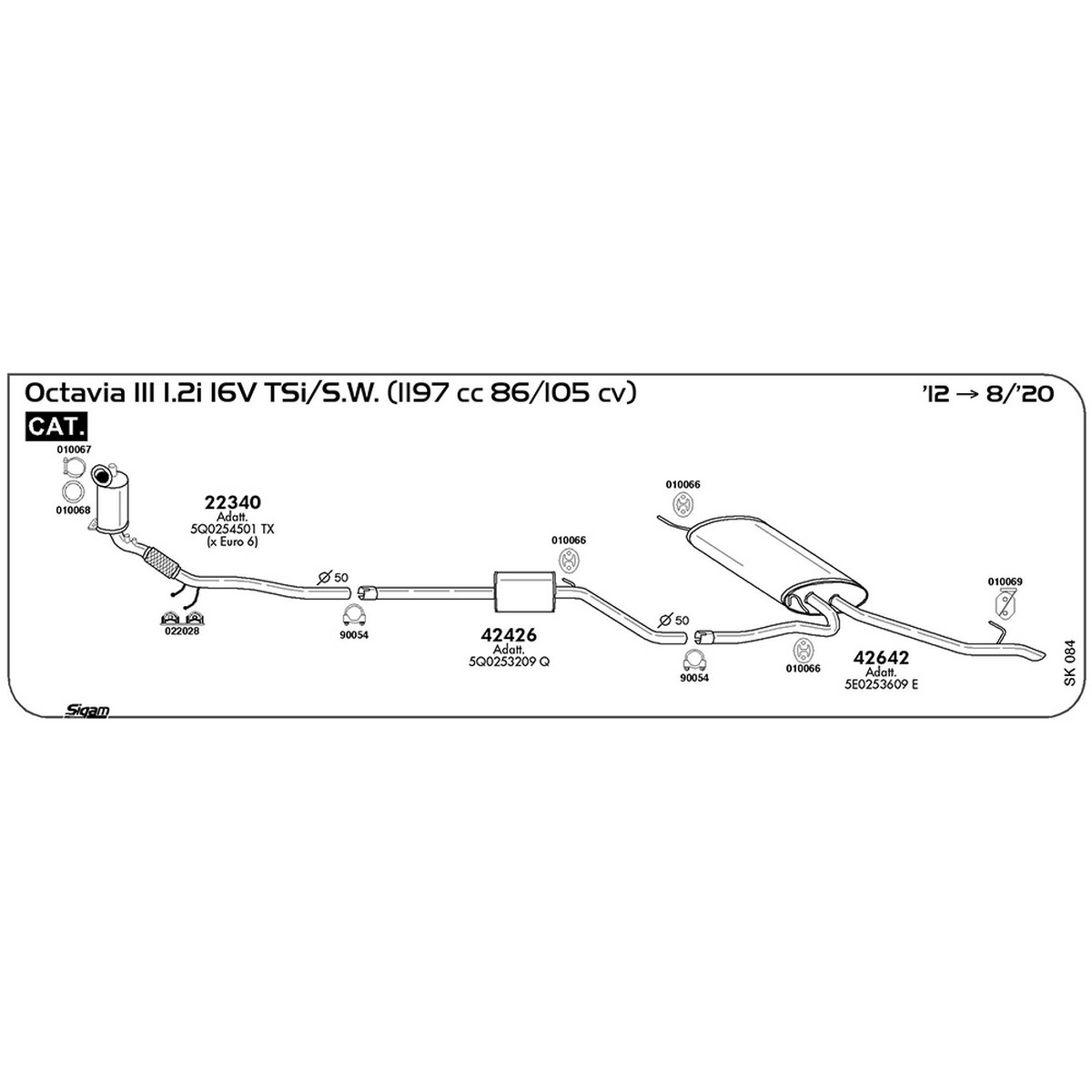 sk084 Accessori Skoda Octavia III 1.2i 16V TSi / S.W. 1197 cc 86 / 105 cv Cat 2012 -> 08/20 (010066) - immagine 1