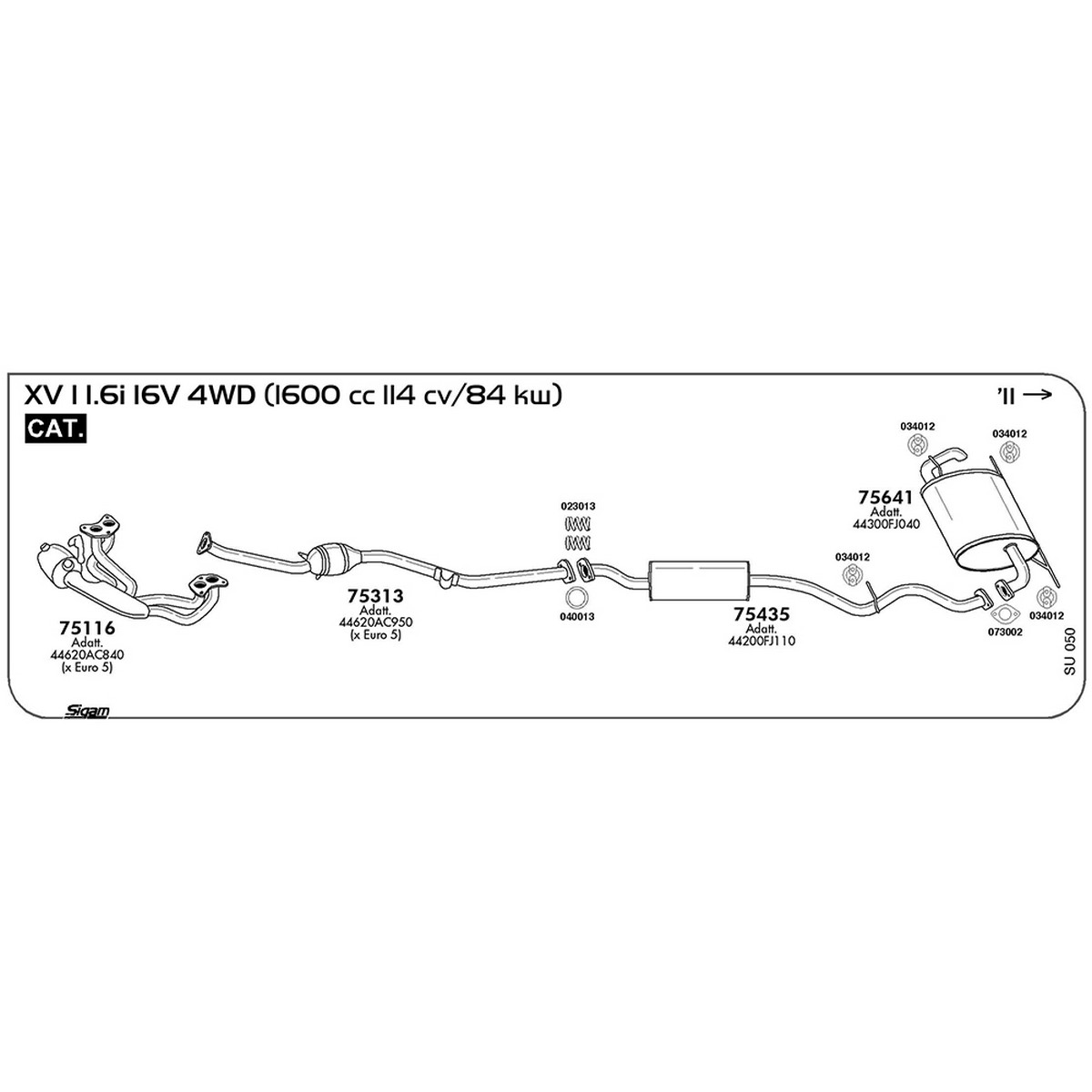 su050 Accessori Subaru XV I 1.6i 16V 4WD 1600 cc 114 cv 84 kw Cat 2011 -> (023013) - immagine 1
