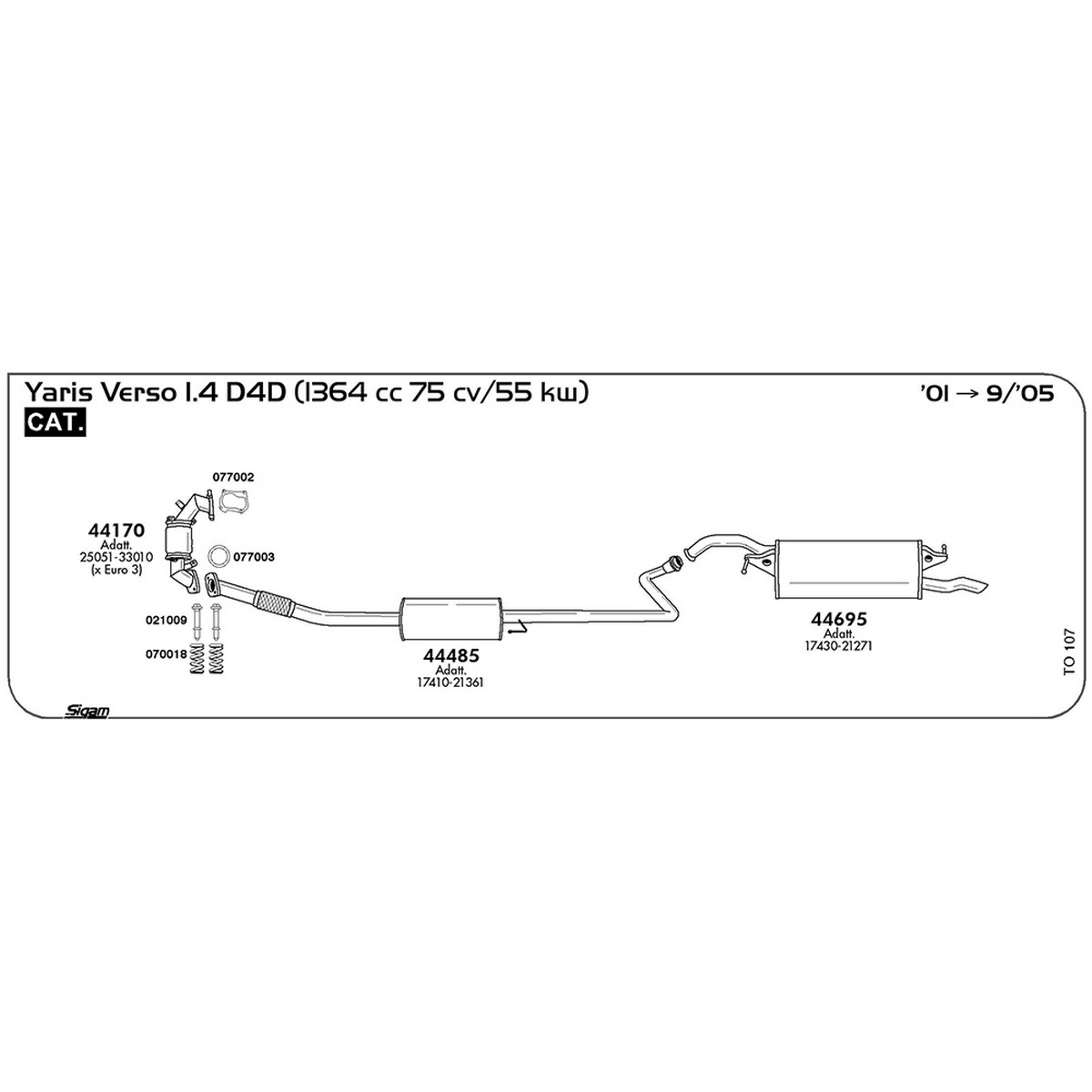 to107 Accessori Toyota Yaris Verso 1.4 D4D 1364cc 75 cv / 55 kw Cat 2001 / 09/05 (021009) - immagine 1