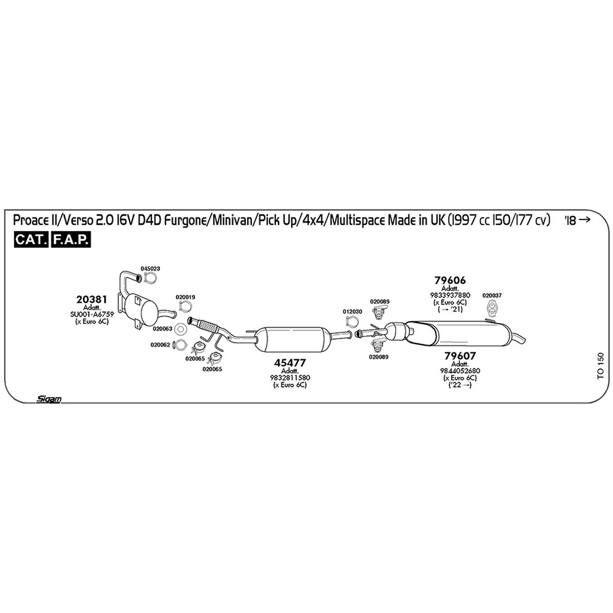 to150 Accessori Toyota Proace Verso 2.0 16V D4D Multispace 4X4 Made in UK 1997 cc 150 / 177 cv Cat FAP 2018 -> (020063) - immagine 1