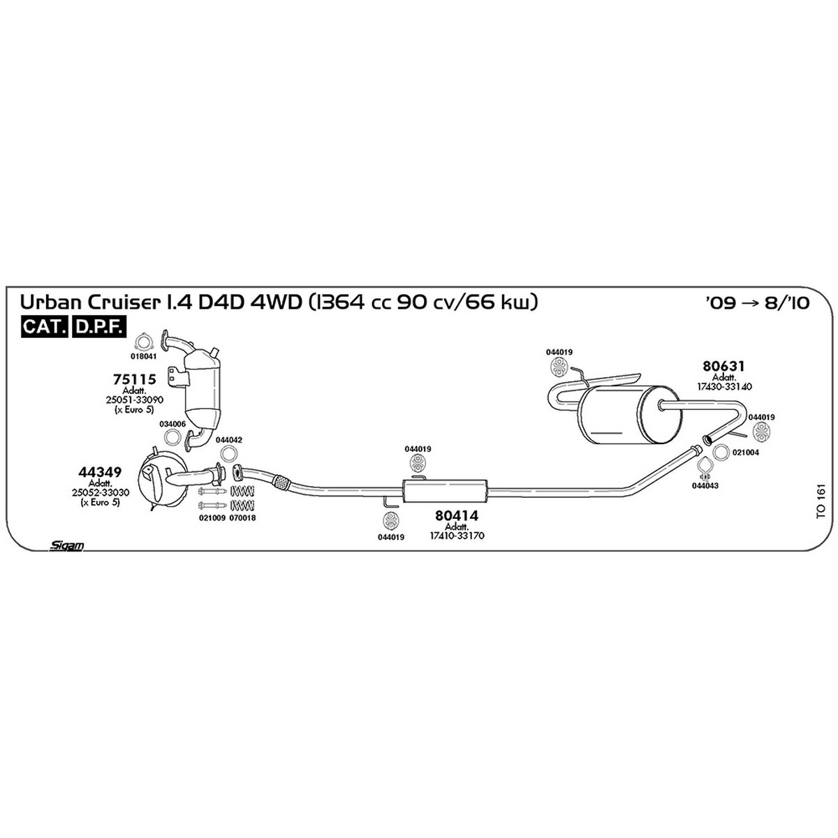 to161 Accessori Toyota Urban Cruiser 1.4 D4D 4WD 1364 cc 90 cv 66 kw Cat DPF 2009 -> 08/10 (018041) - immagine 1