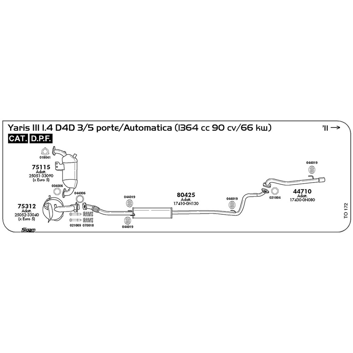 to172 Accessori Toyota Yaris III 1.4 D4D 3 / 5 porte / Automatica 1364 cc 90 cv 66 kw Cat DPF 2011 -> (034006) - immagine 1